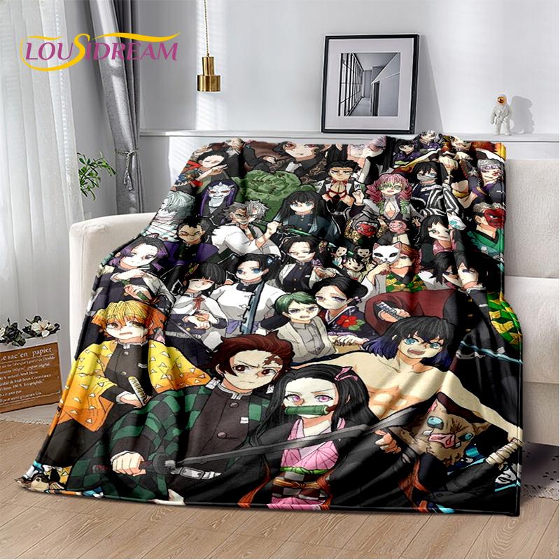 3D Demon Slayer Anime Kamado Nezuko Tanjirou Cartoon Blanket Soft Throw for Home Bedroom Bed Sofa Picnic Cover Child