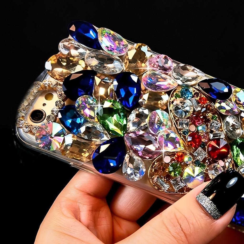 Glitter Rhinestone Phone Case For Samsung Galaxy A57 A37 A56 A36 A26 A55 A35 A25 A54 A34 A24 A52 A72 4G 5G Colorful Crystal Gemstone 3D Bling Cover