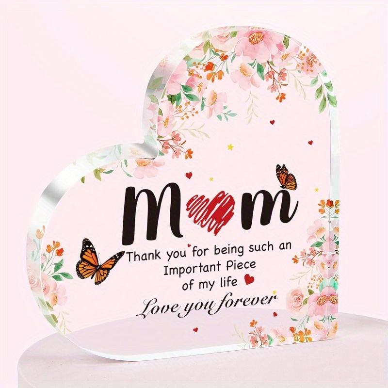 

Mum Heart-Shaped Acrylic Plaque Gifts for Mum, Best Mum Gift from Daughter or Son, Engraved Mom Gifts for Birthday Chrirstmas чистый