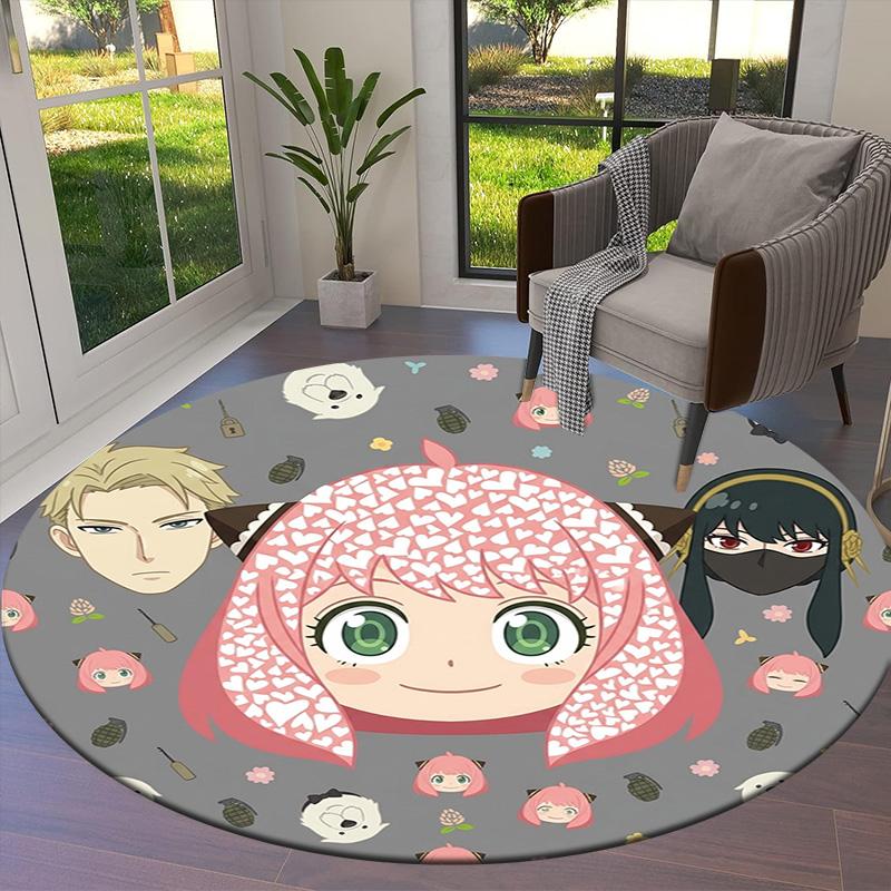 Spy Family Round Area Rug Carpet Rug For Living Room Bedroom Sofa Playroom Decor Nonslip Floor Mat