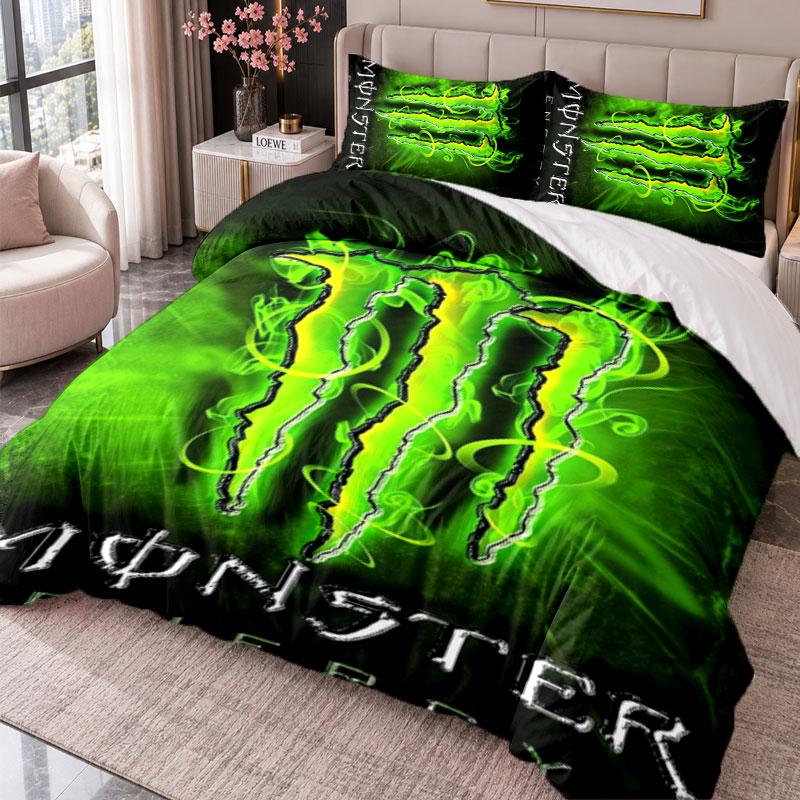 Monster Energy 3Pcs Bedding Set Duvet Cover With Two Pillowcases For Bedroom Home Decoration