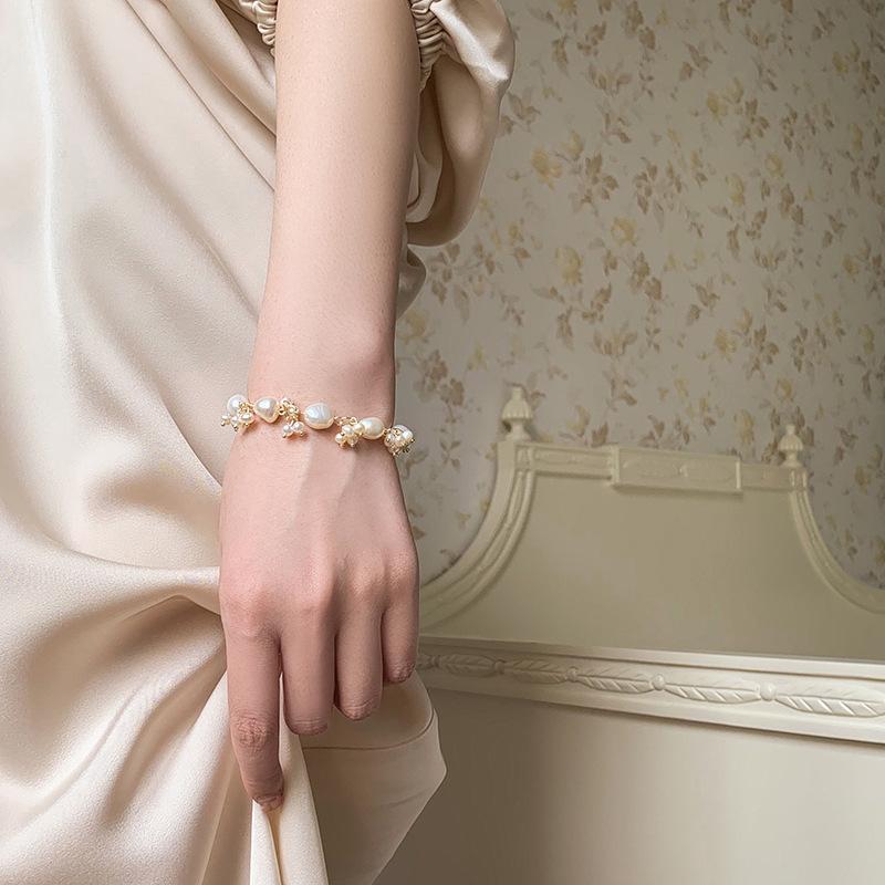 Fairy Baroque Freshwater Pearl Strand Bracelet – Irregular French-Inspired Design for Women