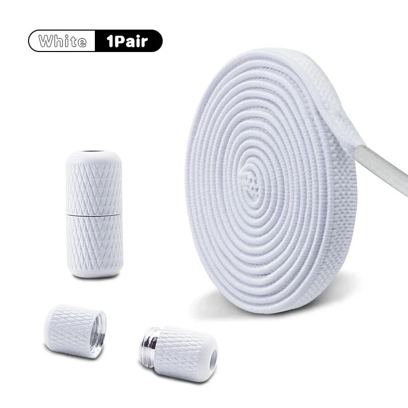 Metal Capsule Lock Shoelaces Elastic Laces Sneakers No Tie Shoe Laces Without Ties Kid Adult 0.6cm Flat Shoelace for Shoe 1Pair