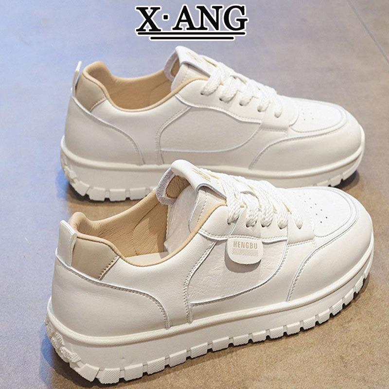 First Layer Cowhide Little White Shoes Women's Shoes Thick Baseplate Shoes Autumn New Versatile Casual Sports Shoes Single Shoes