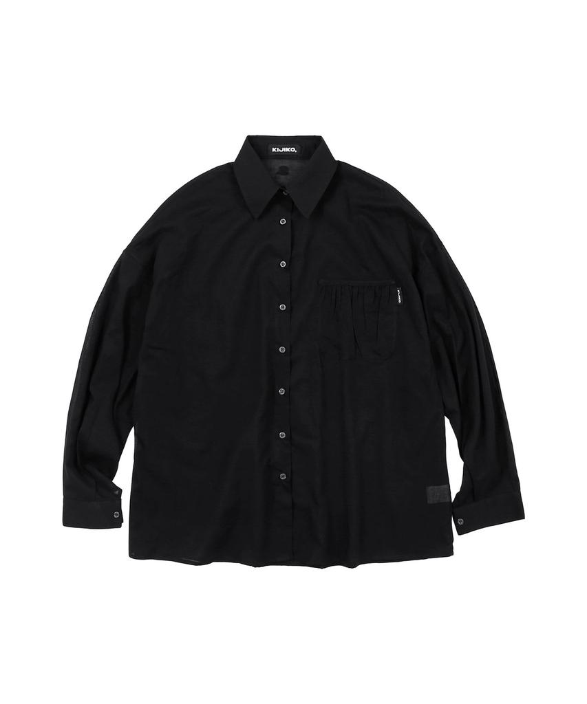 KIJIKO Ke206. Shirring Pocket Overfit Shirt Black