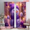 2pcs,2D Plane Printing Contemporary Curtains Cute Snowman Winter Holiday Festive (3) Polyester Woven (without Rod) Art Deco