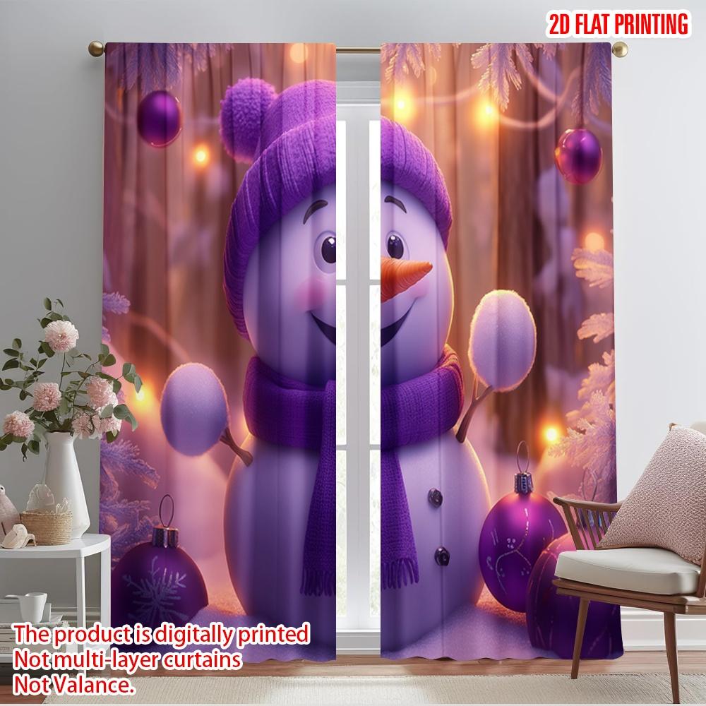 

2pcs,2D plane printing Contemporary Curtains Cute Snowman Winter Holiday Festive (3) Polyester Woven (without rod) Art Deco 52.50×116.00 CM 2pcs
