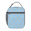 Blue Background Cute Cartoon Corgi Insulated Lunch Bag for Women Children Leakproof Food Boxes Thermal Lunch Box Tote