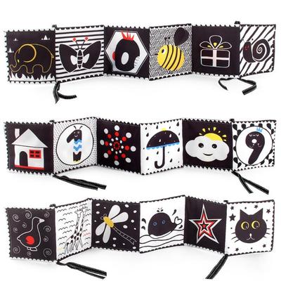 3Pcs Black White Baby Soft Book Double Sided Folding Anti Wrinkle Waterproof Cloth Book Cognitive