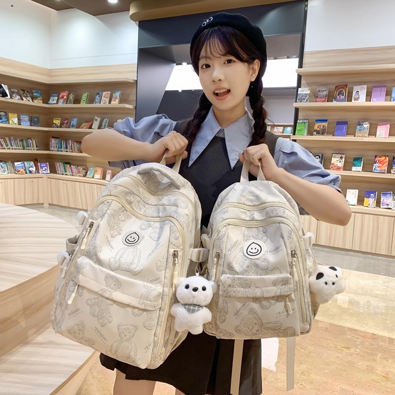 School bag for girls, high school students, large-capacity high school burden reduction backpack for primary school students, high-value lightweight