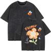 Luck Flower Little Bee Printed Washed T-Shirts Womens Cotton Short Sleeve Tops Summer O-Neck Oversized T Shirt Clothes