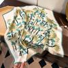 Light luxury Nordic style purple morning glory printing mulberry silk silk scarf women's high-end temperament 111 silk small square scarf