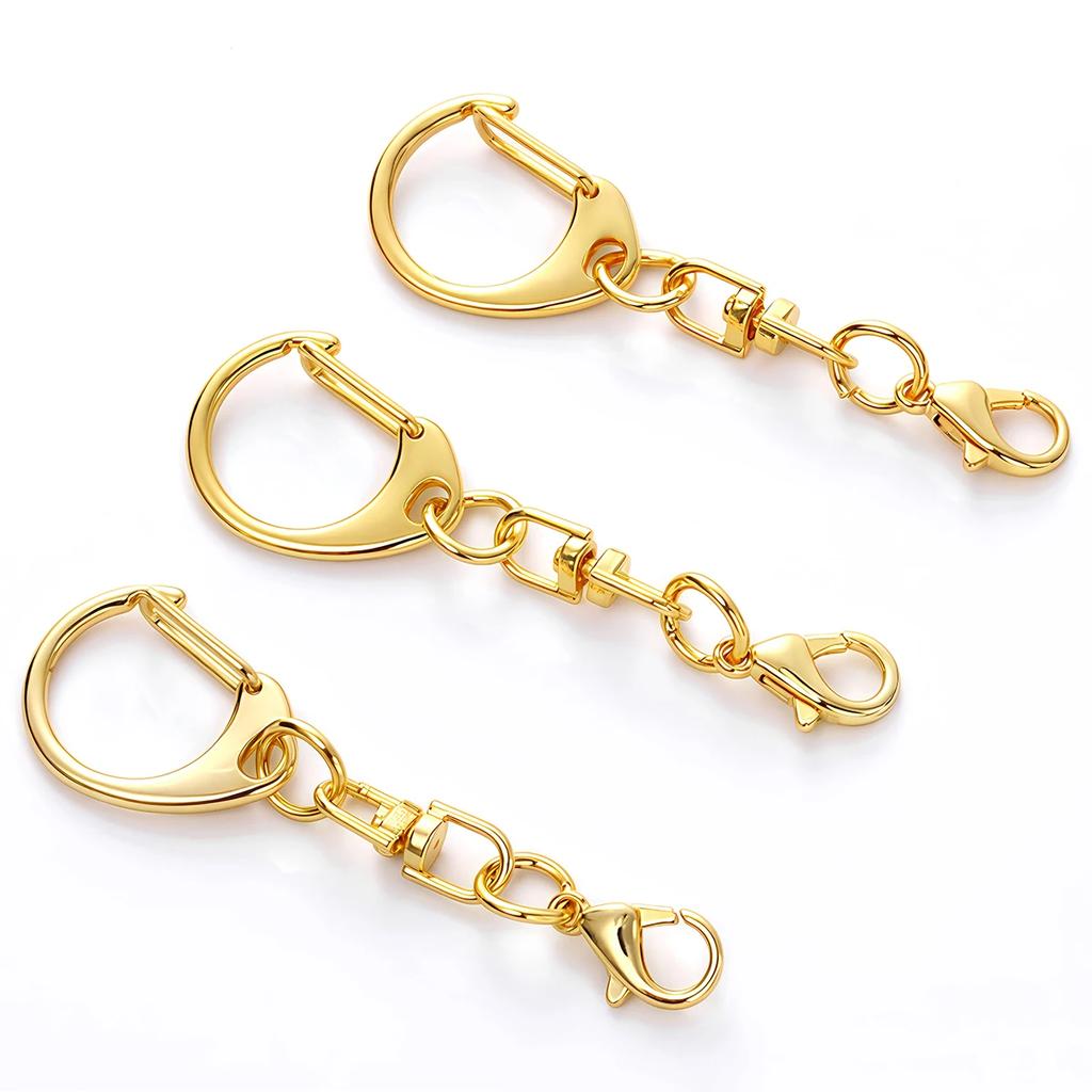 5/10pcs D Snap Hook Keychain Swivel Clasp Keyring with Lobster Clasps Rings Buckle for DIY Pendants Key Chain Making Supplies