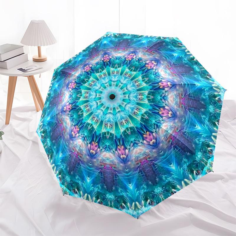 1pc Kaleidoscope Pattern Automatic Umbrella - Automatic Opening And Closing, Sturdy Iron Frame, Portable Folding Design yy251018114