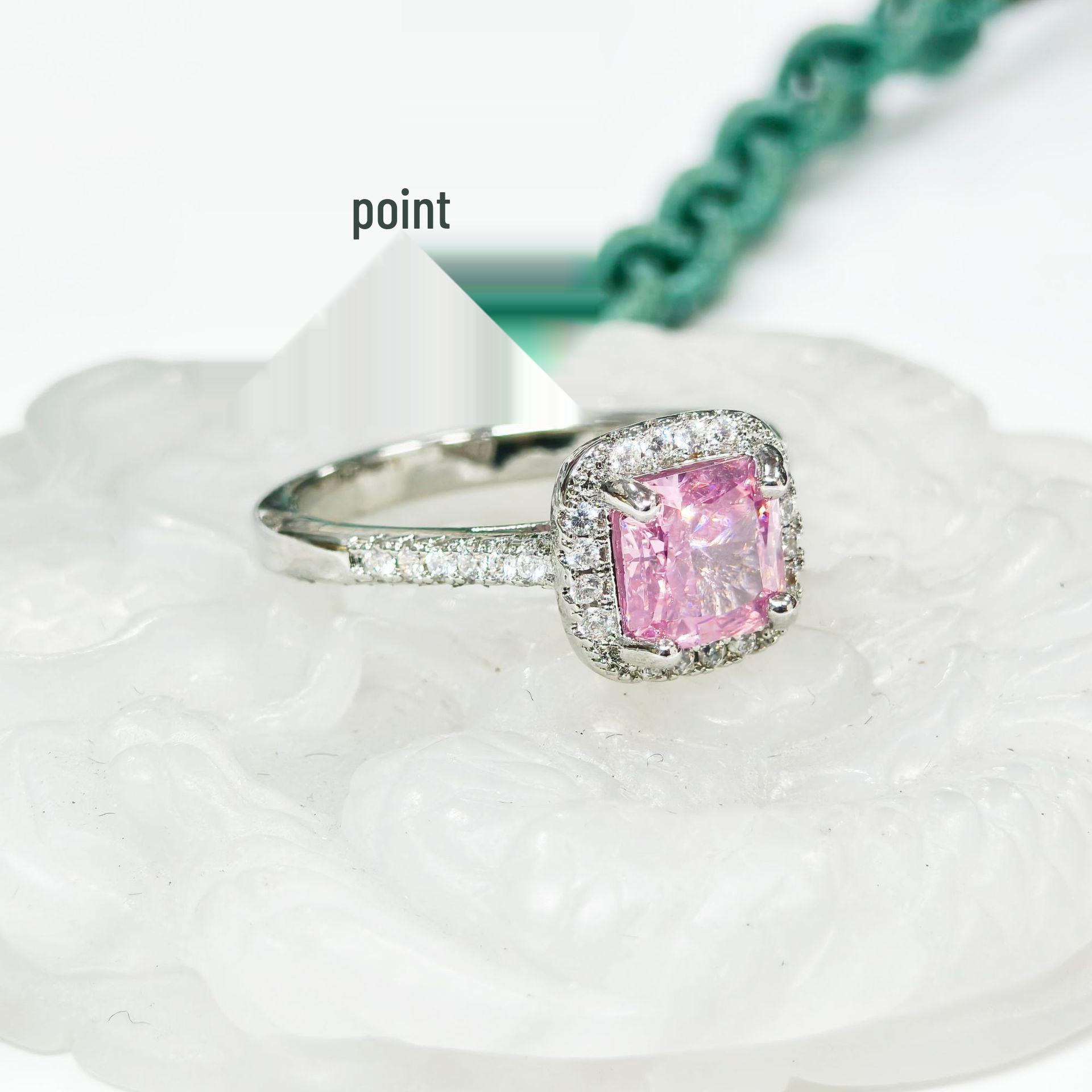 Gessen Jewelry European & American Luxury Colorful Versatile Temperament Full Diamond Square Ring Size 8