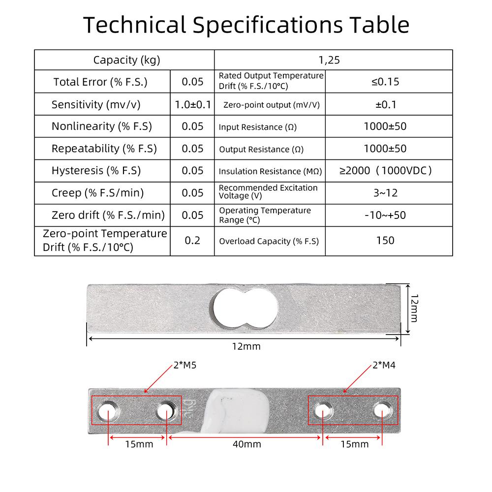 Load Cell 1kg 5kg 10kg 20kg HX711 AD Module Weight Sensor Electronic Scale Weighing Pressure Sensor