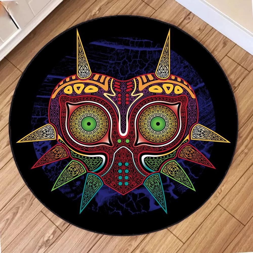 

Круглый ковер с символом Зельды в ретро-стиле, ковер для игровой комнаты для гостиной, игровой декор, ковер Zelda Majora s Mask, подарок для геймера 40X40cm
