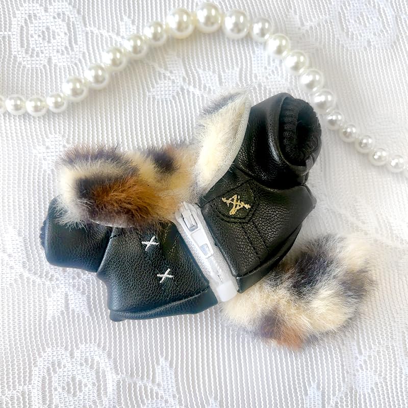 Fluffy Leather Jacket with Tail, Black, for 10cm Plush Toy [Used]