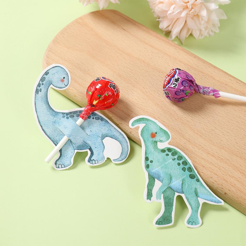 Dinosaur Lollipop Holder Card Dino 1st Birthday Party Decor Kids Boy Jungle Safari Party Favors Roar Candy Card Baby Shower