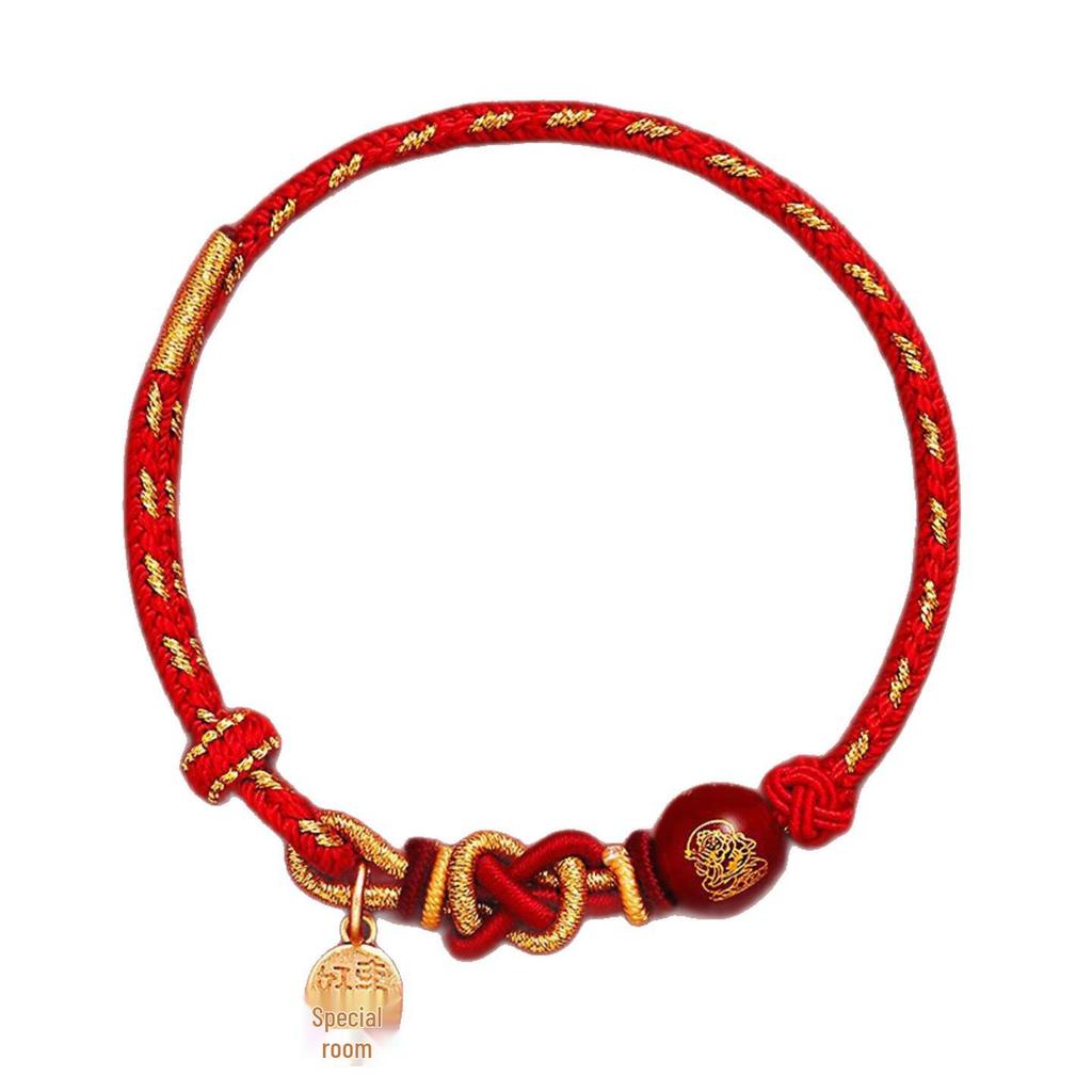 2025 Year of the Snake Red String Zodiac Bracelet with Five Paths God of Wealth Charm
