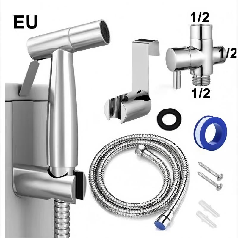 Stainless Steel Handheld Toilet Bidet Sprayer Set Self Cleaning Hand Bidet Faucet Shower Head For Bathroom