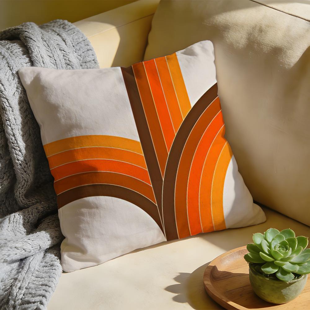 Cushion Cover  Washed Linen  Soft Breathable Decorative Case For Sofa Home Rainbow Series Geometric Print Pillow cover