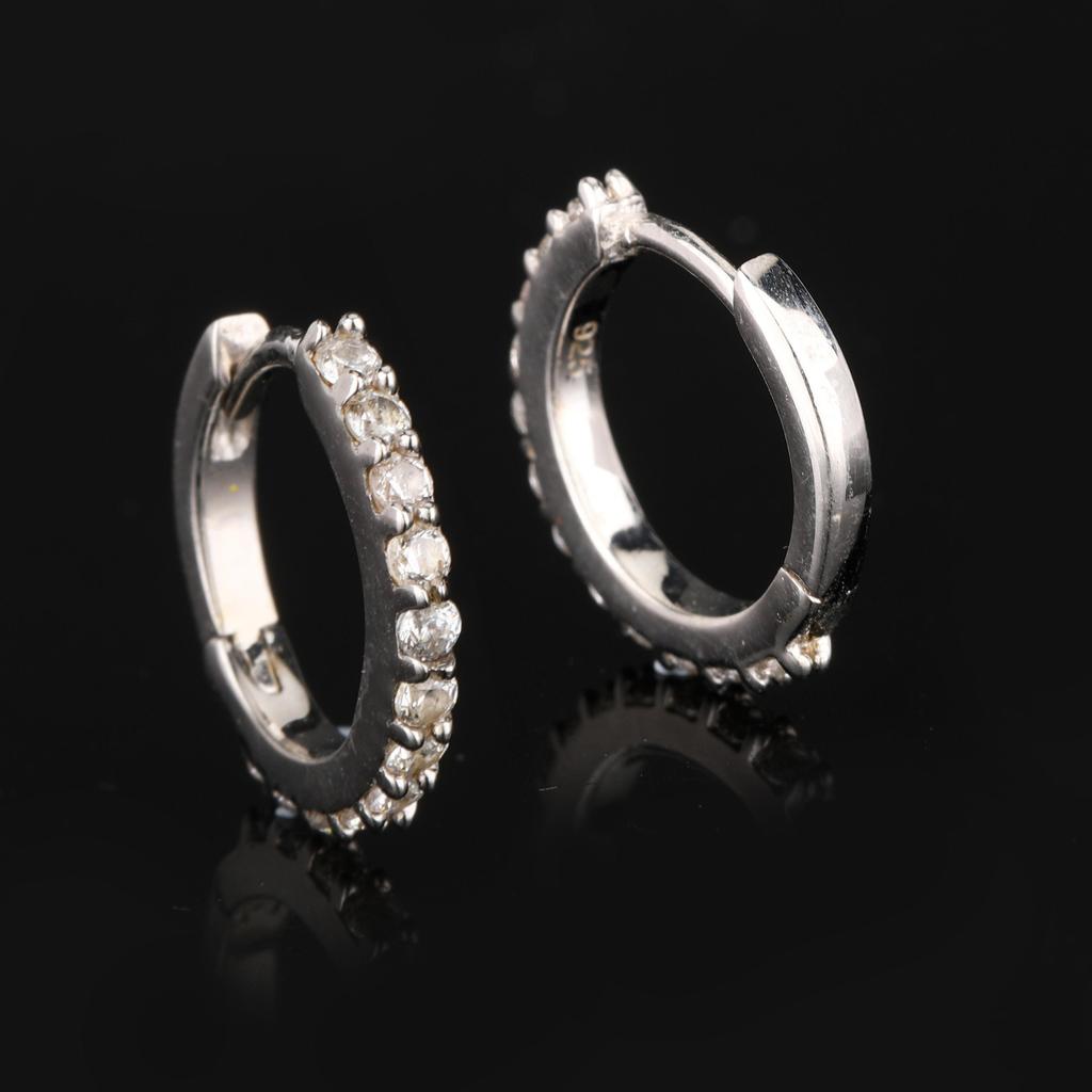White Cubic Zirconia Stud Earrings 925 Silver Yellow Gold Plated