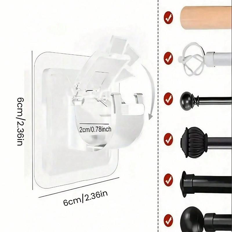 1pcs Glass Curtain Holder  Adjustable Curtain Holder Without Drilling, Wall Hooks For Curtains, Towel Hooks, Kitchen Bathroom Accessories