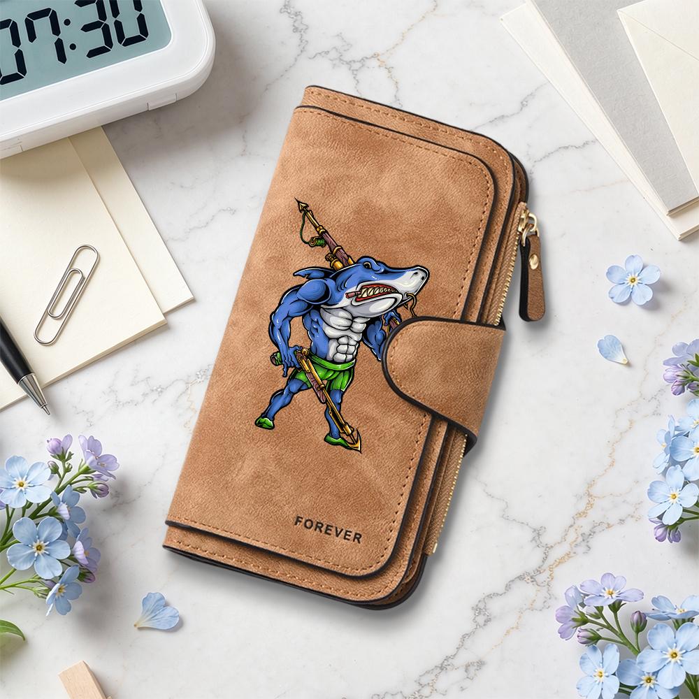 Cool Shark Print Long Wallet Portable Multi Card Slot Casual Purse for Daily Use Fashionable and Practical