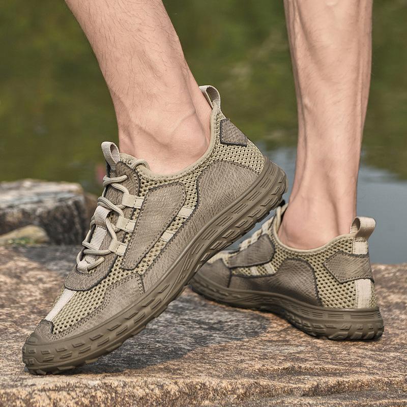 Men's shoes 2025 summer new men's refreshing mesh outdoor hiking shoes travel sports breathable fly-woven mesh shoes