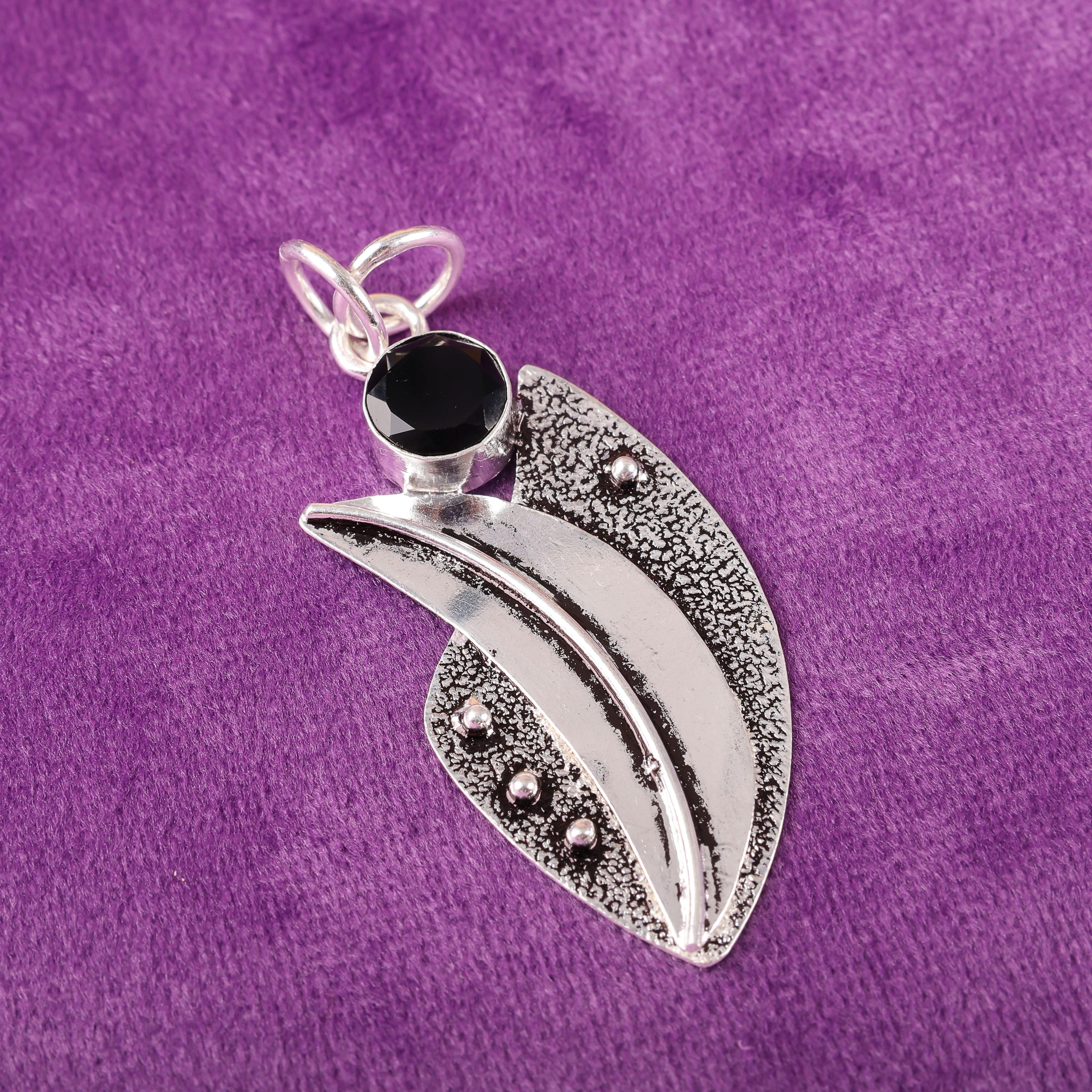 

Кулон из черного оникса из серебра 925 пробы, кулон с драгоценным камнем ручной работы на День памяти 2.05 Inches чёрный