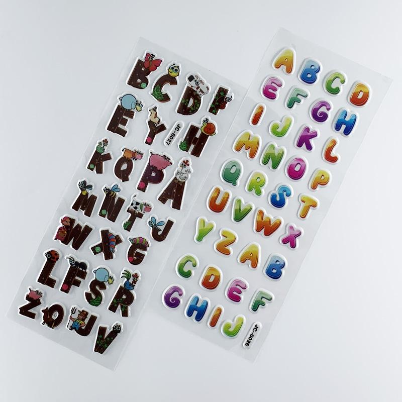 8 Sheets/Pack Numbers and Letters Kids Cute Stickers 3D Bubble PVC Early Learning Educational Toys Cartoon DIY Sticker