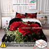 3pcs Romantic Red Rose 3D Printed Bedding Set Cozy Comfortable Duvet Cover King Queen Twin Size Birthday Gift Bedroom Decoration