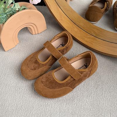 Mode Damen Mary Janes Schuhe Wildleder Flach Frühling Lässig Damen Ballerinas Weich Atmungsaktiv Prägnanter Stil Slipper