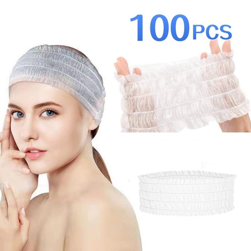 

100 шт. Одноразовые повязки на голову для женщин Спа Макияж Лицо Одноразовая повязка на голову Из нетканого материала Повязка на голову для макияжа Путешествия Уход за кожей Мягкая