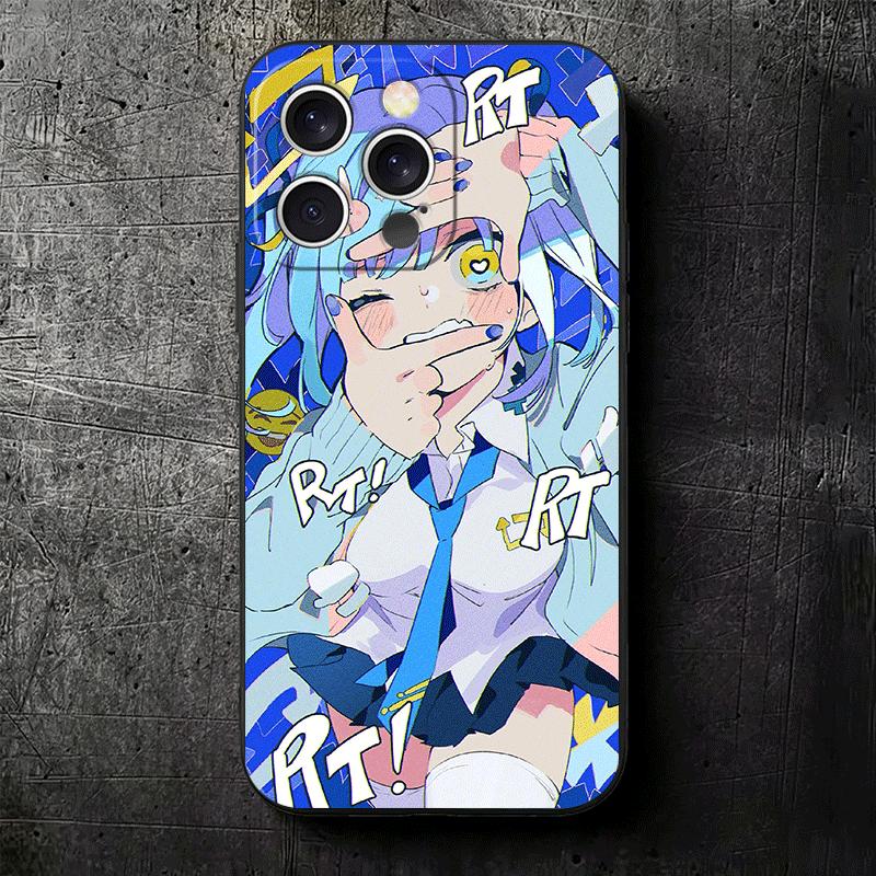 Anime Kwaii Girl Ins Style Soft Phone Case for iPhone 16 16E 17 Air 15 Pro Max 14 Plus 13 Mini 11 12 7 Black Cover Back Shell