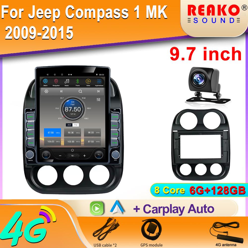 9.7" Vertical Style Tesla Screen Android 12.0 Car Radio For Jeep Compass 1 MK 2009-2015 GPS Navigation Carplay Multimedia Player