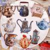 Teapot Series Retro Journal Sticker Pack - 8 Hard Card Sheets for DIY & Decoration