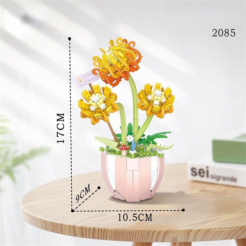 New Flower Bouquet with Vase Compatible Building Blocks Sunflowers Adult Assembled Flower Pots New Year Room New Year Decoration