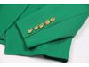 European Green Double-Breasted Women's Suit Jacket with Lion Head Buttons, V-Neck, Slimming Design, Versatile Style