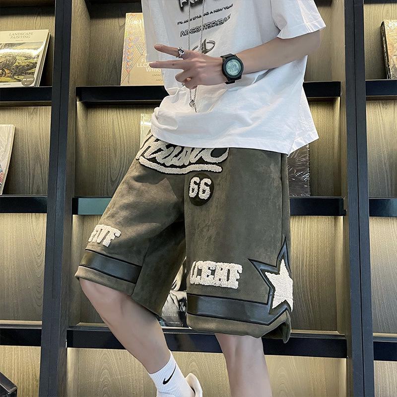 Men's Trendy Embroidered Summer Shorts - Hip-Hop, Retro, Japanese, & Hong Kong Styles