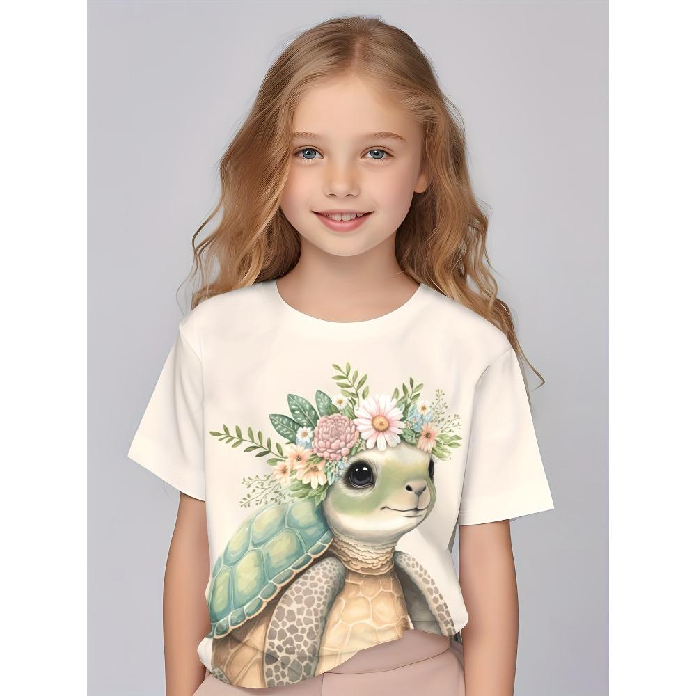 Children Clothing Girls Enchanting 3d Fairy Print Short Sleeve T Shirt Tops Comfortable Crew Neck Casual Tees Kids Girl Clothes