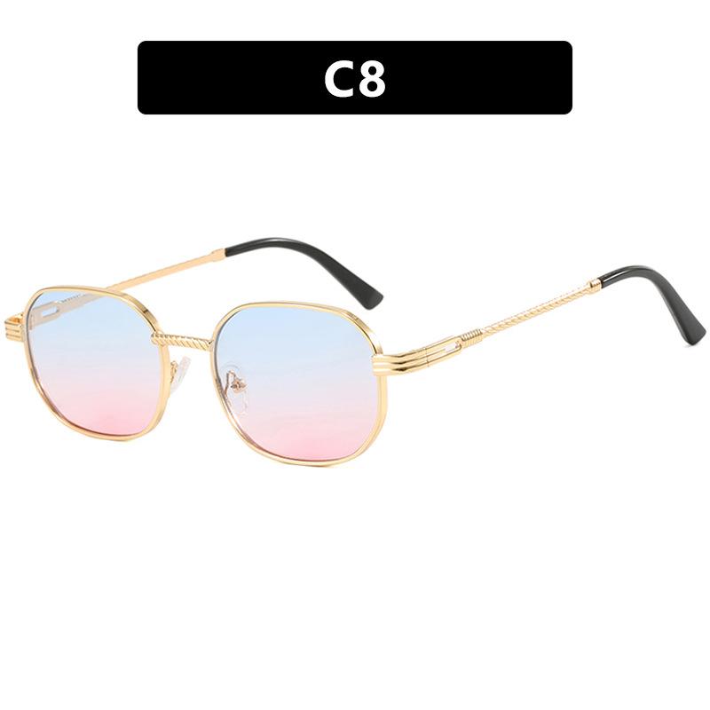 New Sunglasses Women Metal Small Frame Personalized Sun Glasses Elliptical Fashion Trend Design Sunshade Eyeglasses Men Uv400