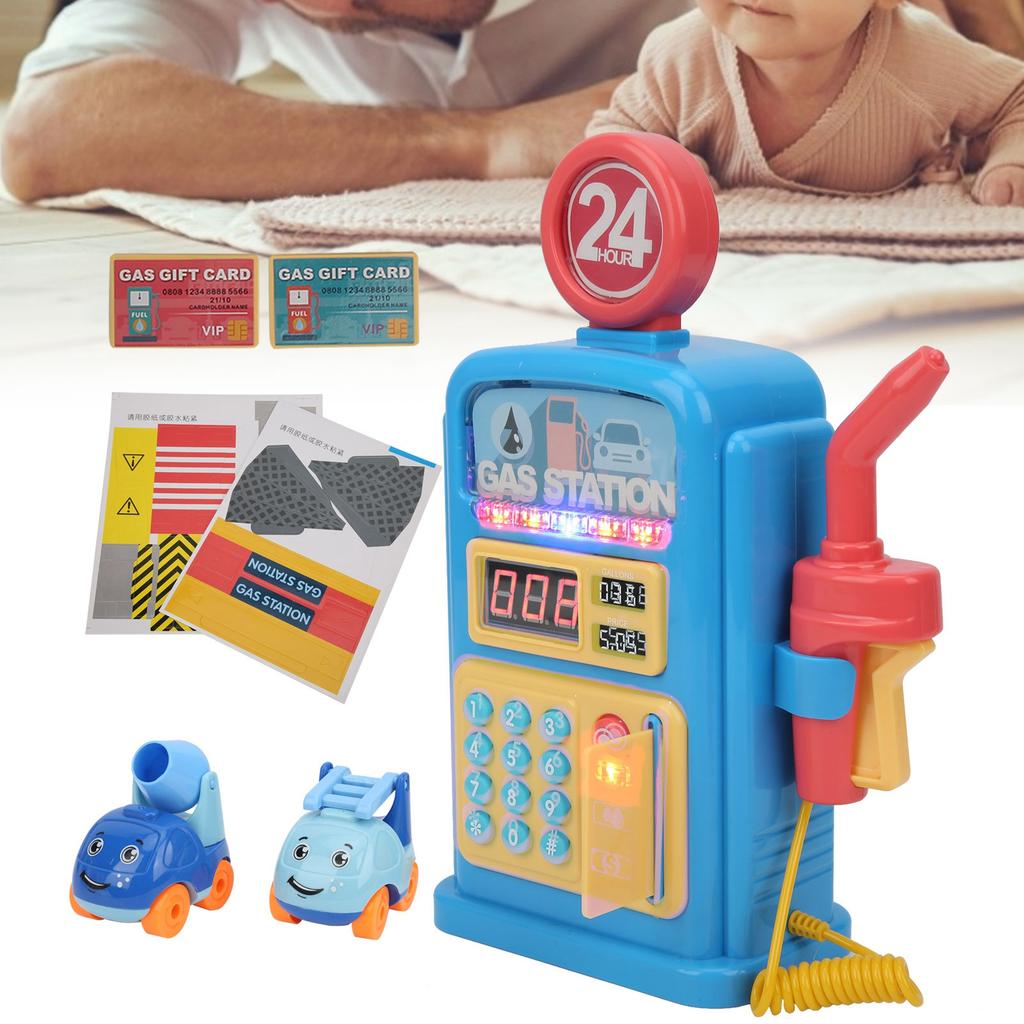 Simulation Gas Station Scene Model Toys Sound Light Music Children Educational Toy