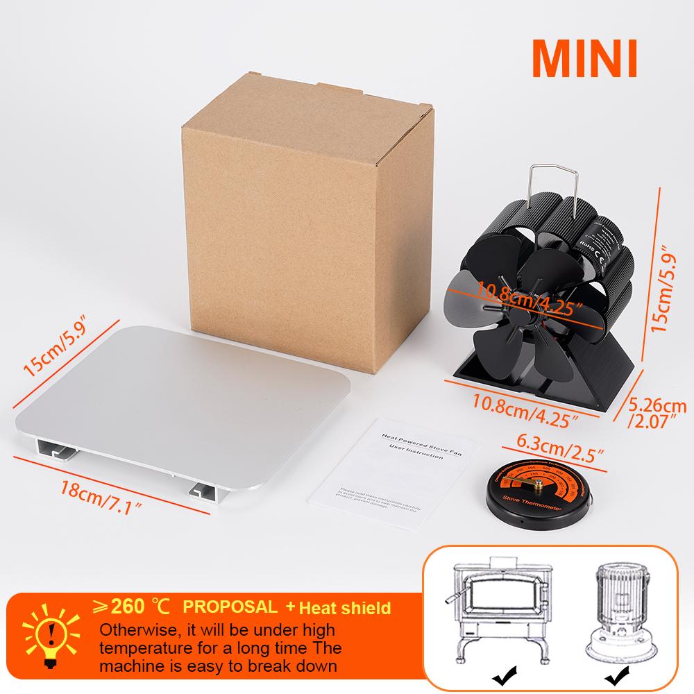 Mini 6 Blade Fireplace Fan Ladder Bottom Heat Powered Stove Burner Quiet Home Firewood Heater Efficient Heat Distribution