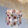Luxury Female Blue Red Rainbow Zircon Stone Finger Ring Vintage Rose Gold Color Wedding Band Bridal Jewelry For Women