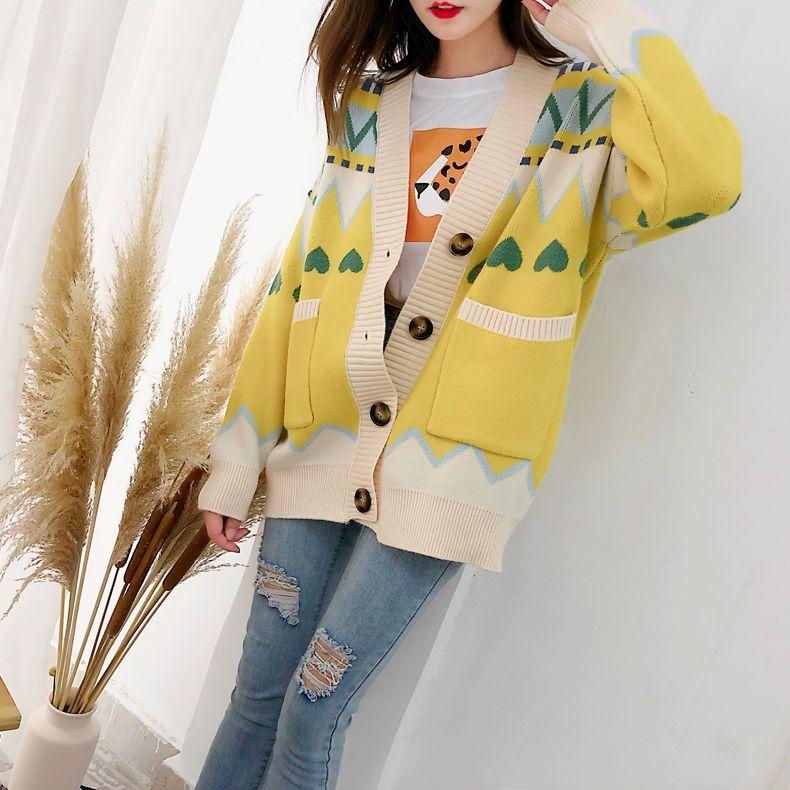 Knitted Cardigan Women's Autumn and Winter New Lazy Wind Loose Sweater Jacket