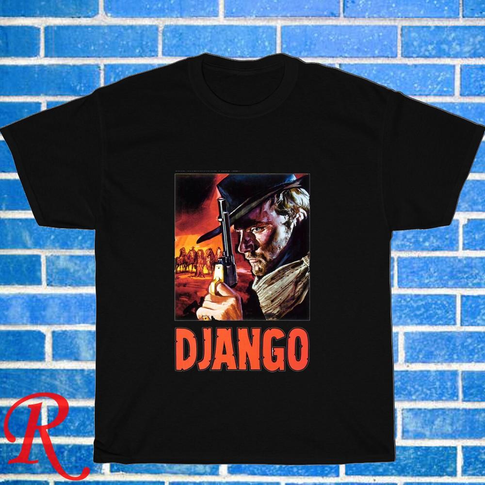 Neu! Django Classic Western Actio Schwarz Grau Marineblau Weiß Größe S-5XL Unisex T-Shirt