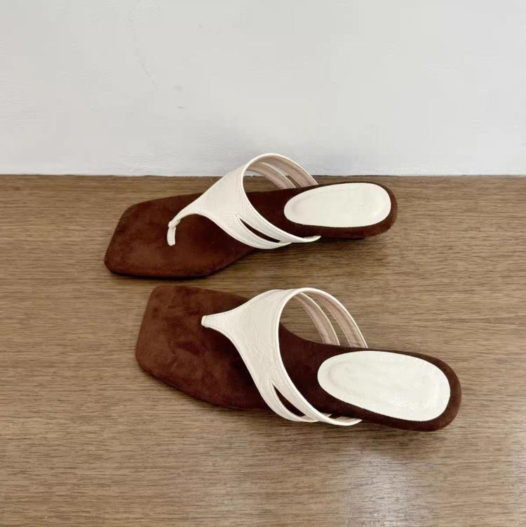 Retro Wedge Heel Silver Pinch Flip-flops Women's Outerwear Premium Holiday Sandals