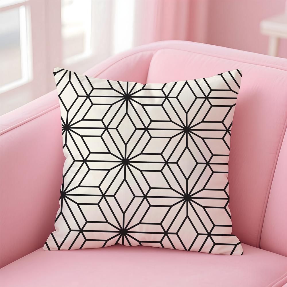Businessstyle Geometric Minimalist Pattern Cushion Cover Pillow Case Soft Skin Friendly Fabric  Concealed Zipper